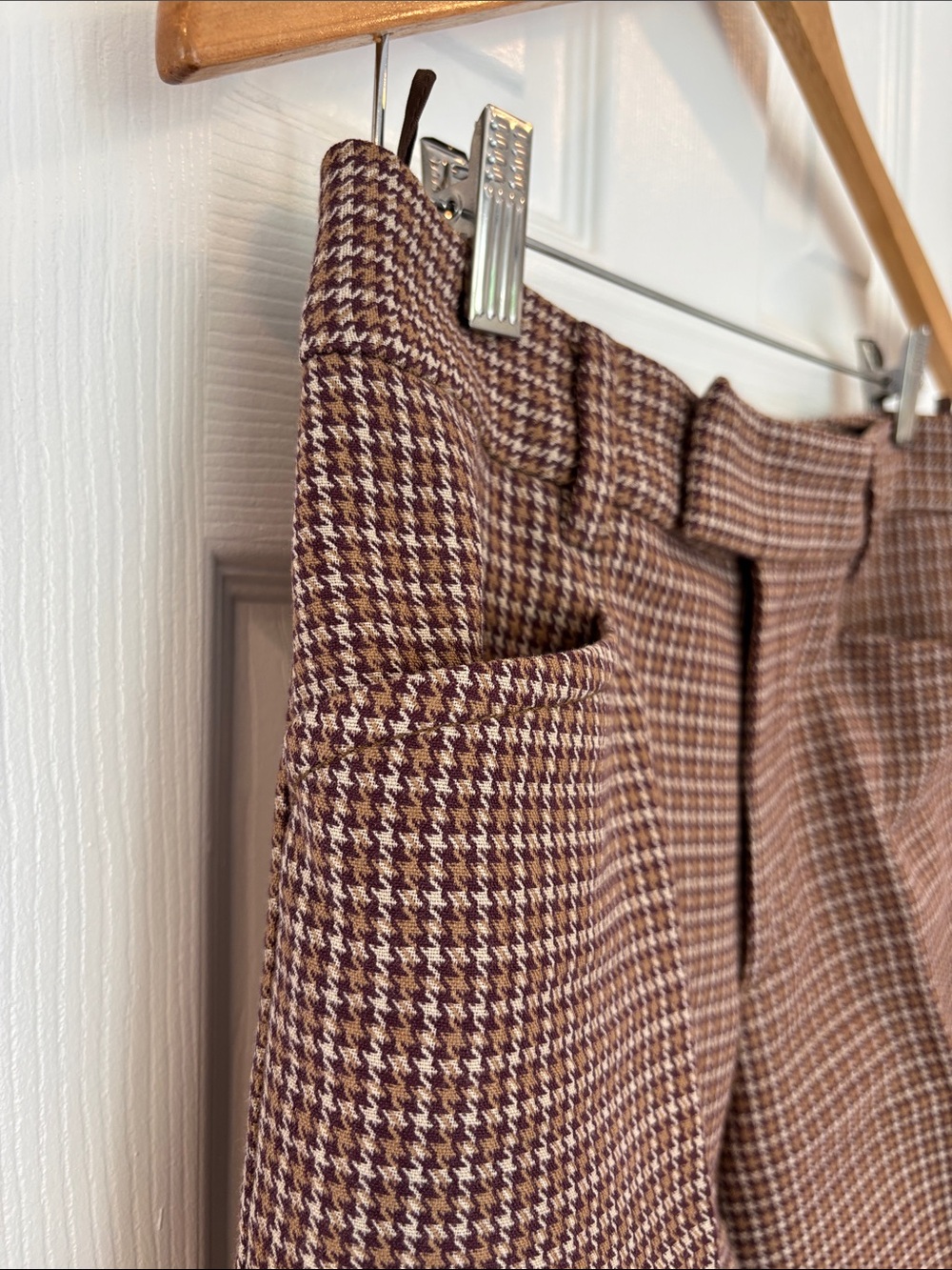Miu Miu Brown Houndstooth Trousers, Ankle Length